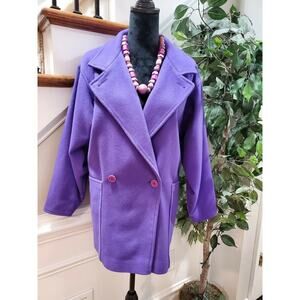 Vintage Fitz Solid Purple Long Sleeve Double Breasted Buttons Front Long Coat